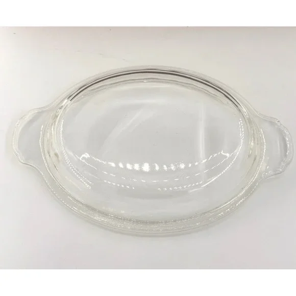 Anchor Hocking Fire King Clear Glass 1.5 Qt Oval 467 Casserole Lid w Tab Handles