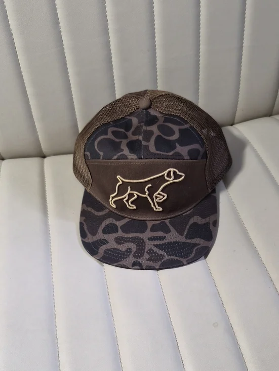 Buckle Hat Funk Lagoon Dog Outline Mesh Back Cap - Brown