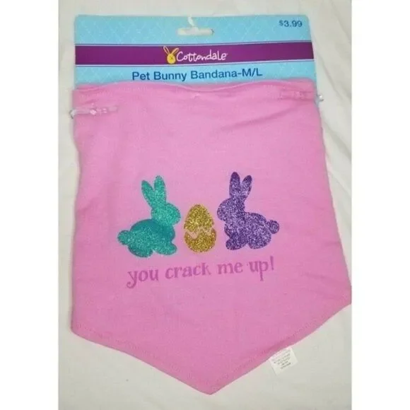 Md/Lg Cottondale Dog Bandana Easter Girls Pink You Crack Me Up