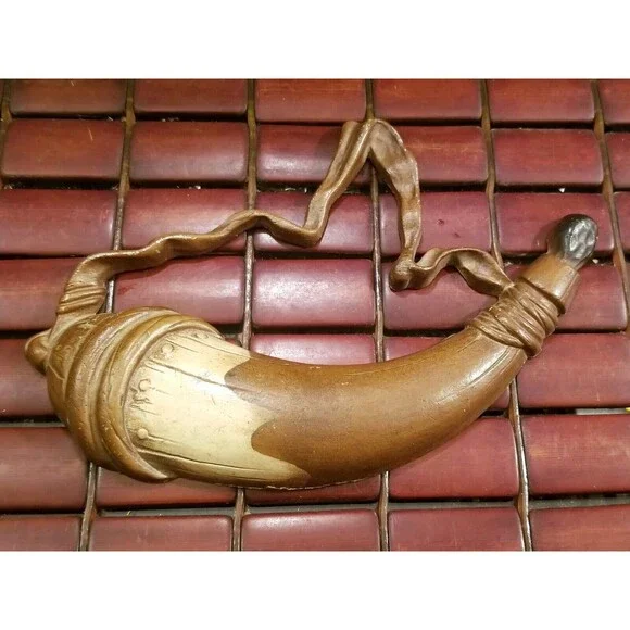 Vintage Sexton Powder Horn Metal Wall Decor Black Powder Hunting 8.5