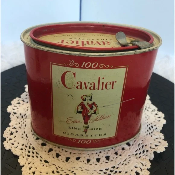 Cavalier King Size Cigarette Tin With Cigarette Tax Stamps