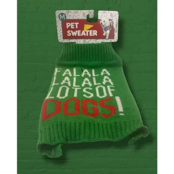 Holiday Dog Sweater Medium Green Red Ugly Christmas Falalala Pet Puppy Vest NWT