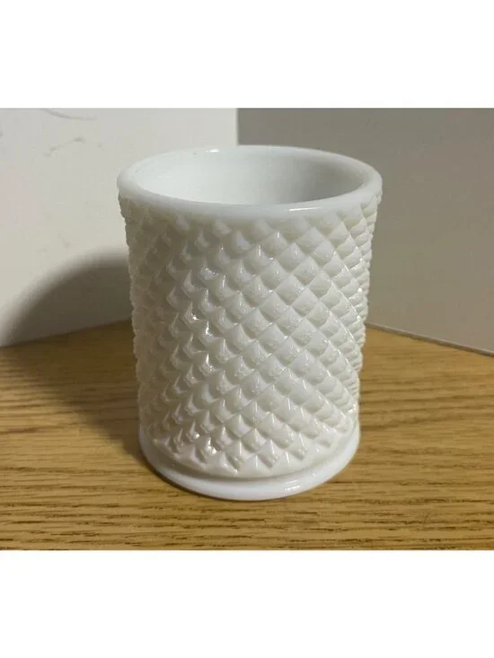 Westmoreland English Hobnail Milk Glass Dresser Jar Candle Holder Vintage MCM