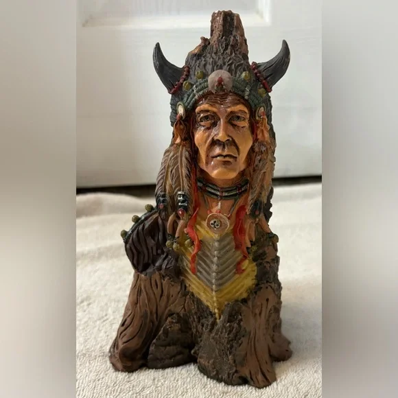Totem Indian Figurine Old West Visions Limited Edition 8.75” Tall Native Stump