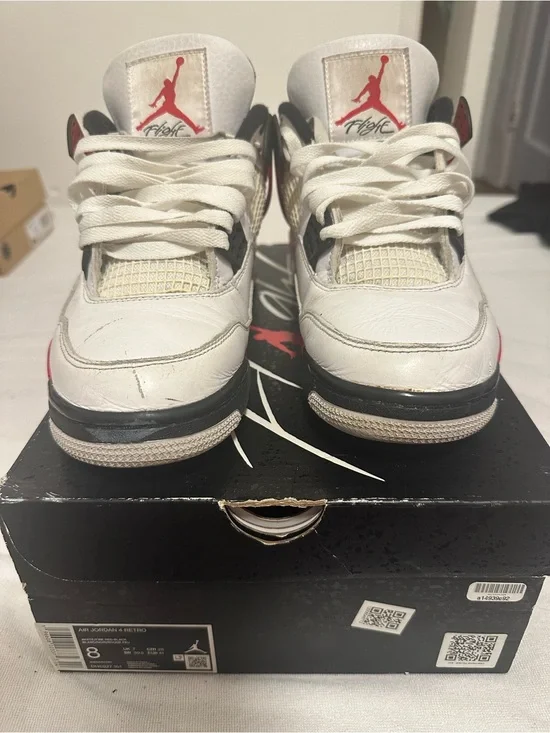 Jordan Retro Low-Top Sneakers in White and Red used with box