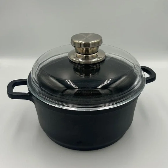 BergHOFF Non-Stick Stockpot‎ with Glass Lid Speckled Black Dutch Oven Casserole