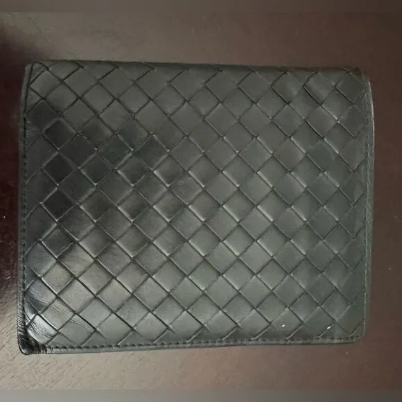 Bottega Veneta Black Intrecciato Leather Bifold Wallet