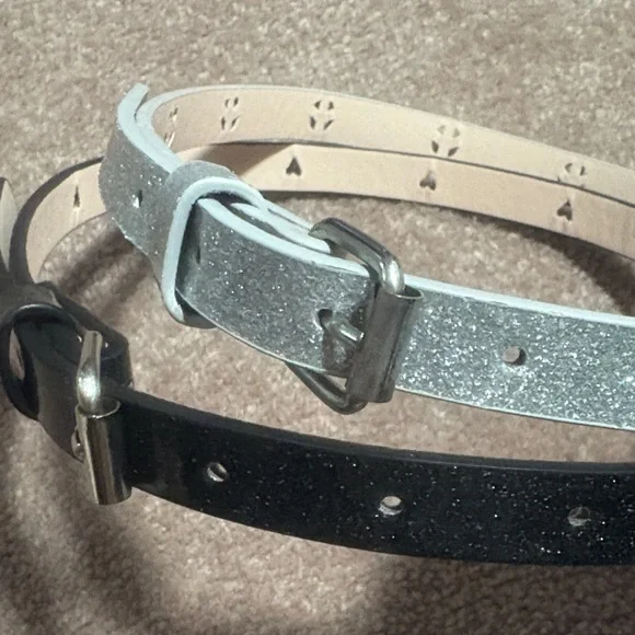 Kids Glitter Belt Duo — Silver and Black