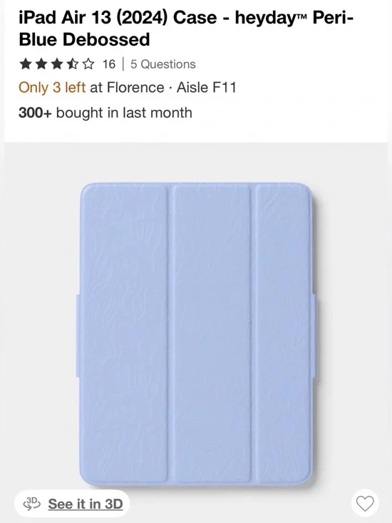 heyday Peri-Blue Debossed iPad Air 13 Case