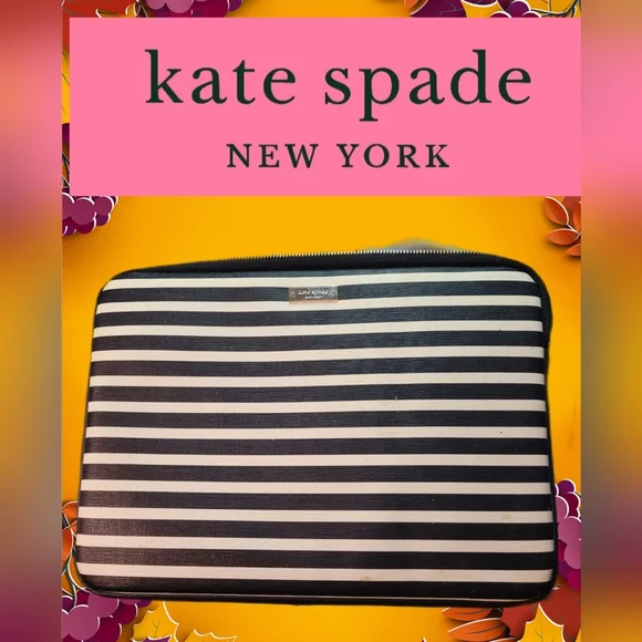 Kate Spade Black and White Striped Accessory Case