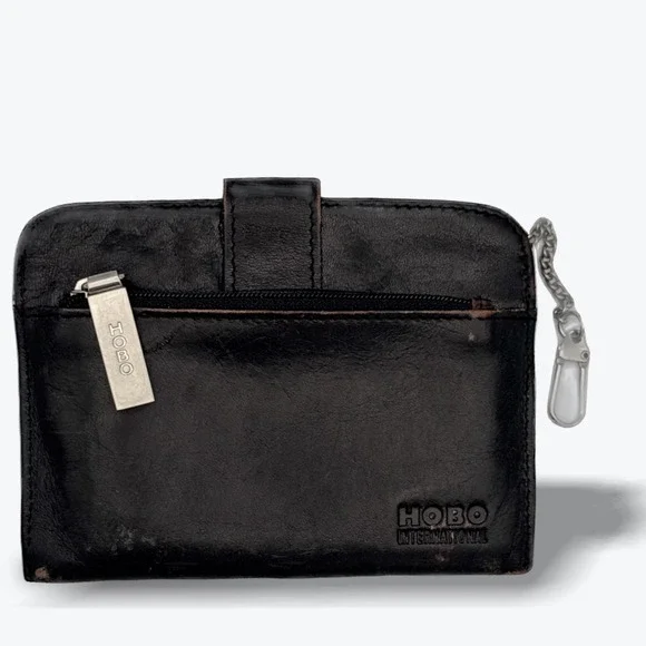 HOBO International Brown Leather Euro Slide‎ Card Holder Wallet Coin Purse