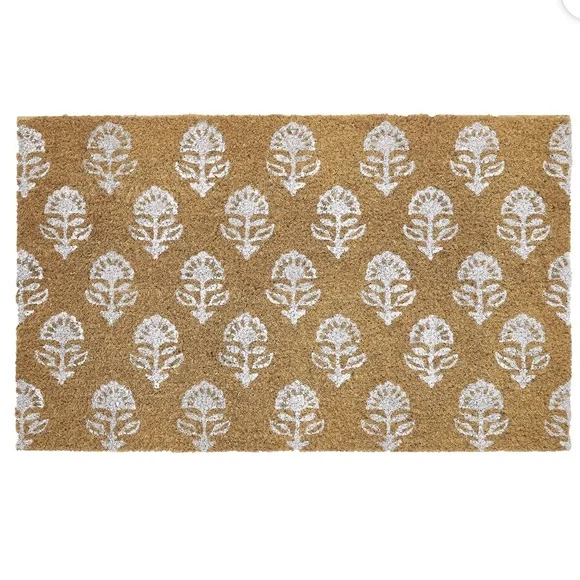 My Texas House Multi Block Floral Outdoor Coir Mat, 28”x30”