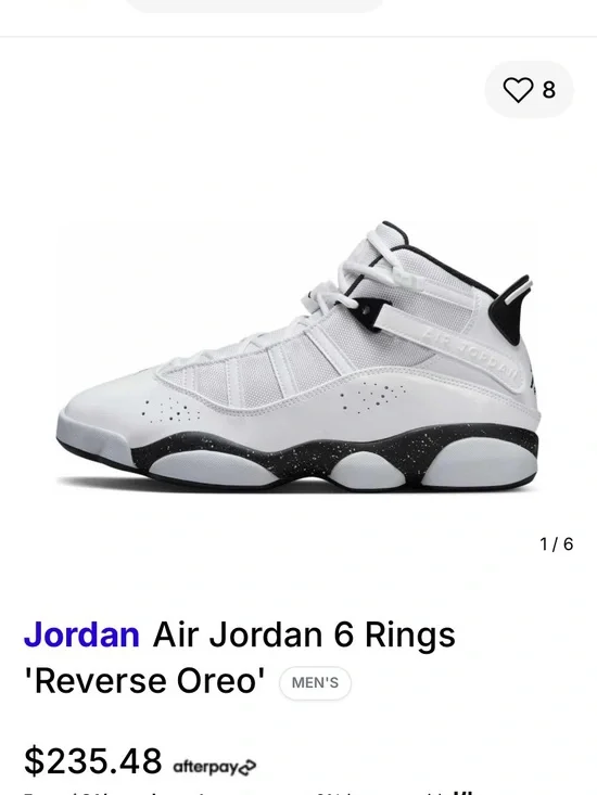Jordan White/Black Air Jordan 6 Rings Sneakers