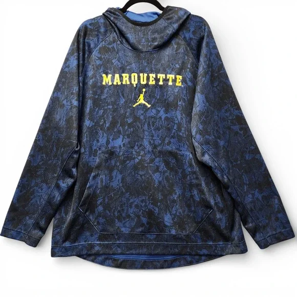 University of Marquette Jordan Hoodie Mens XXL Dark Blue‎ Camo Print Pullover