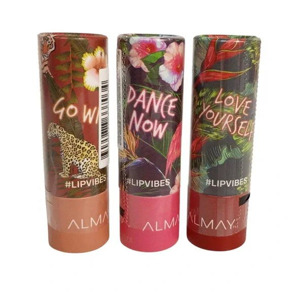 Lot of 3 Variety Of Shades Almay Lip Vibes Lipsticks, Go Wild, Dance Now, Love