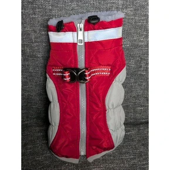 Dog Coat Jacket Clothes XS Quilted Fleece Lined Reflective Zip 12
