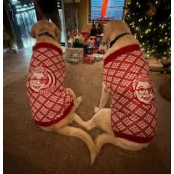 A Christmas Story Pet Dog Sweater Size L Large‎ Red White Embroidered Holidays