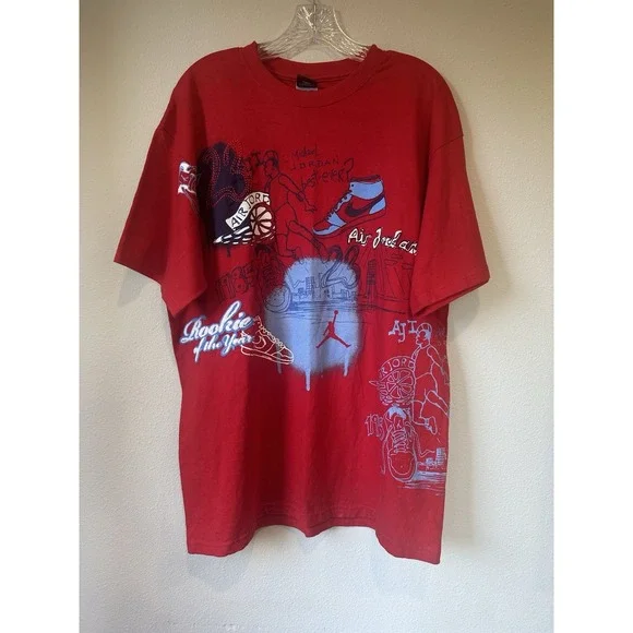 Rare Nike Air Jordan Men's Red 1985 Rookie of the Year Embroidered T-Shirt XL‎
