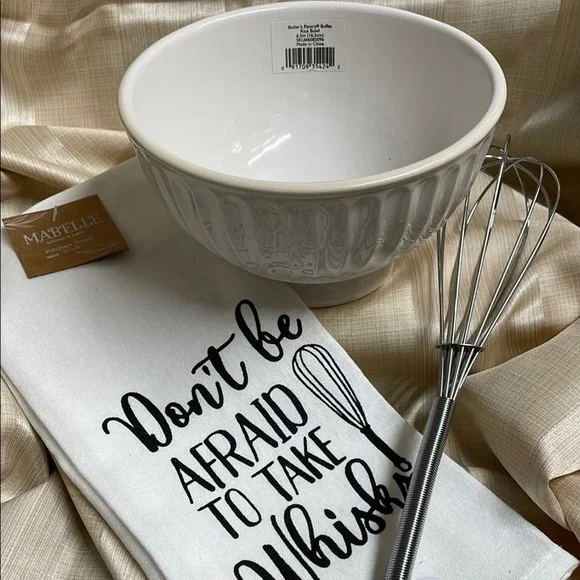Lenox White Mixing Bowl with Whisk and Towel Set