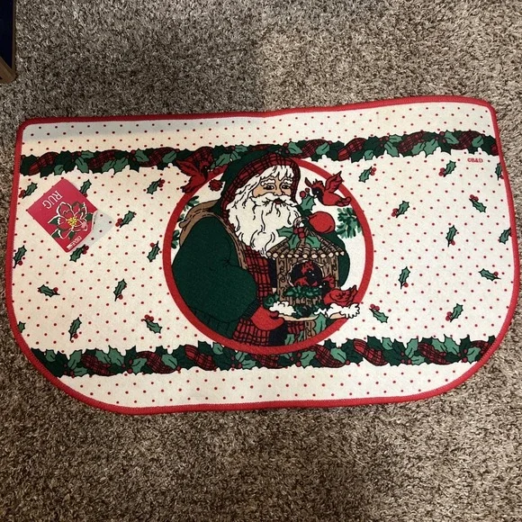 Vintage NOS NWT  Santa Clause Rug Mat Christmas 18