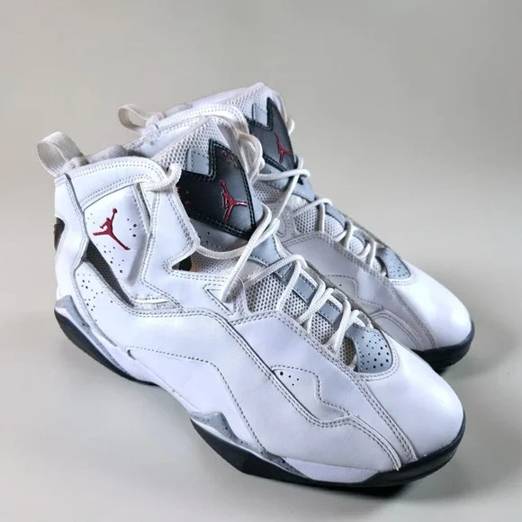 Jordan True Flight White Cement High Top Sneakers White Black Red Mens Size 9