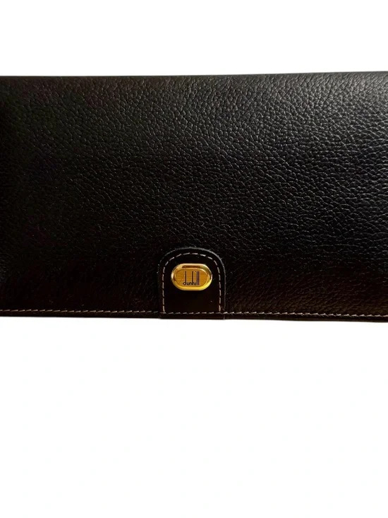 Dunhill Black Leather Men's Wallet with Gold Accent