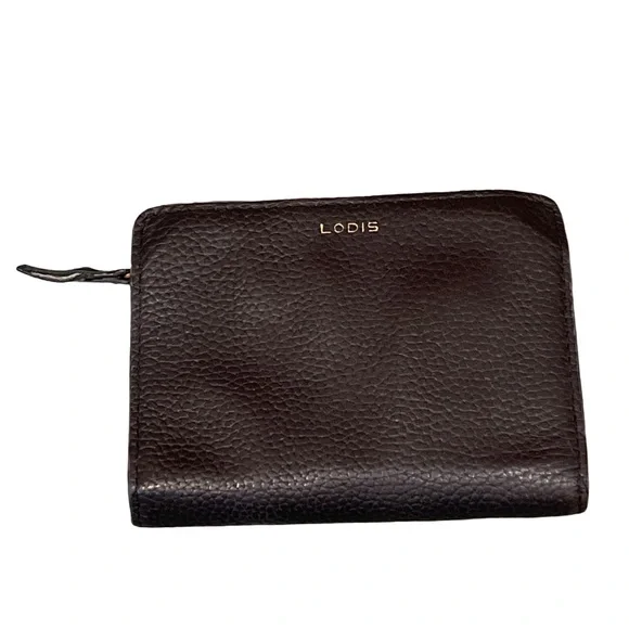 LODIS Black Pebbled Leather Zip Around Wallet - RFID Protected