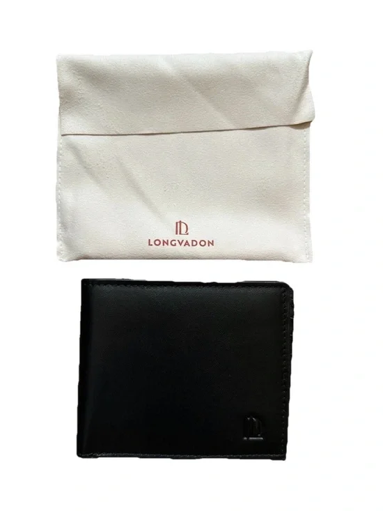 Longvadon 1407 Soft Leather Wallet Black Noir 8CC Card Holder Slim NWT