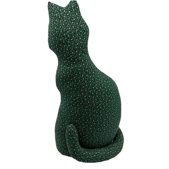 Green Cat‎ Sitting Fabric Door Stopper Flowers 15