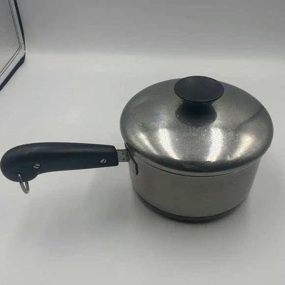 Revere Ware 1 Quart Saucepan with Lid Copper Bottom Stainless Steel Vintage 1801