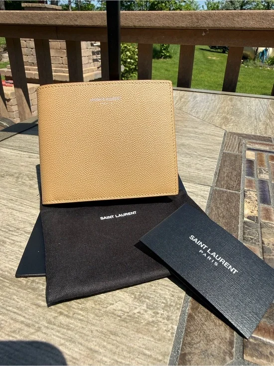 NWT Saint Laurent Paris Calfskin Bifold Beige Wallet