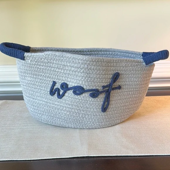 Gray Dog Toy Basket NEW