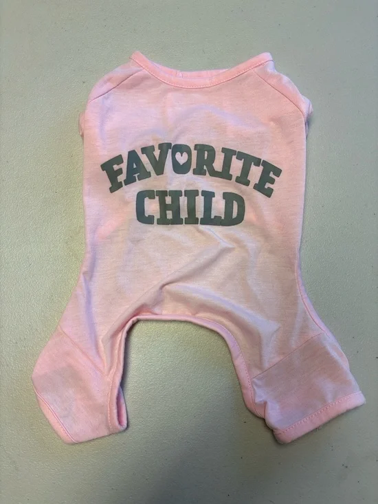 Dog Shirt Pink “Favorite Child” Sz s