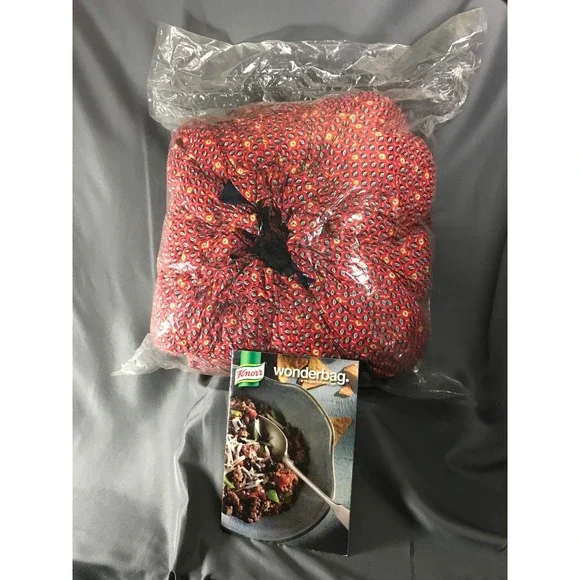 Wonderbag Non-Electric Portable Slow Cooker Red Patterned with Cookbook NEW