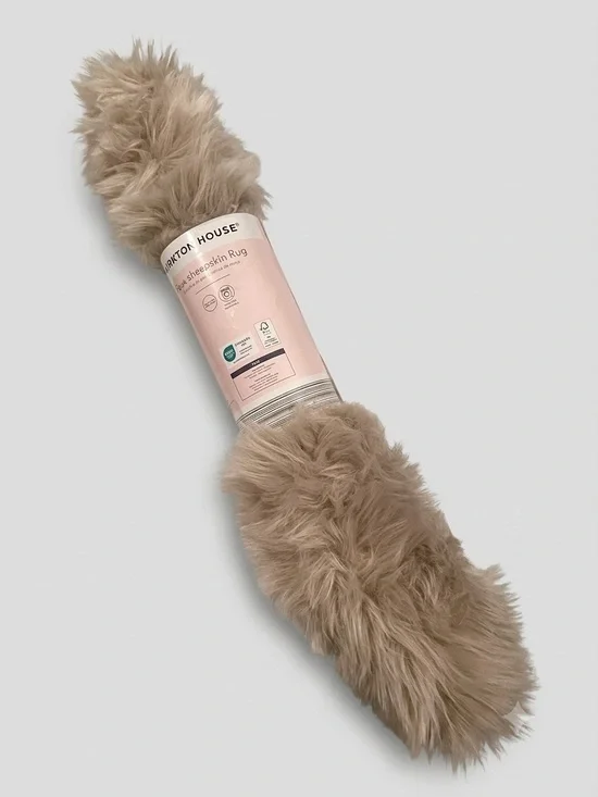 Kirkton House Faux Sheepskin Rug Beige 24x35 Ultra Soft Cozy Shag Luxury Boho