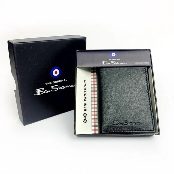 Ben Sherman Black Tri-Fold Genuine Leather Wallet