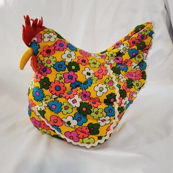 Vintage Handmade Primitive Rooster Farm Decor Stuffed Fabric Doorstop Chicken