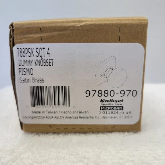 Kwikset Dummy Knobset Pismo 97880-970 Satin Brass Made In Taiwan