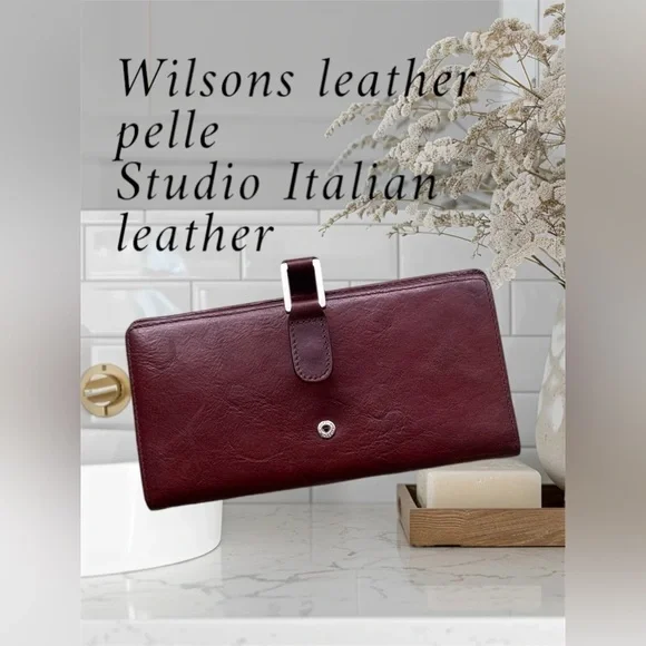Pelle Studio Wallet Purse Brown Glaze Tri-fold Italian Leather Snip Button