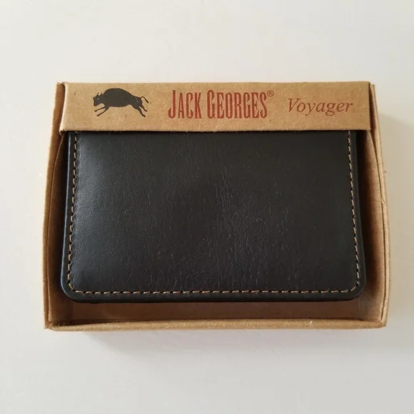 Jack Georges Business Card Holder RFID Voyager Collection Buffalo Leather New