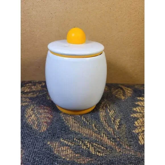 Egg-Tastic Yellow and White Ceramic Microwave Easy Egg Cooker