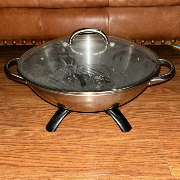 Presto 05900 Stainless Steel Electric Wok 1500W, Glass Lid, Large Capacity