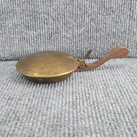 Antique Brass Mini Bed Warmer Warming Pan w/ Wood Handle‎ 6 3/4