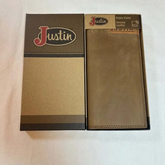 Justin Rodeo Wallet Genuine Leather RFID Blocking‎ Bifold Credit Card New In Box