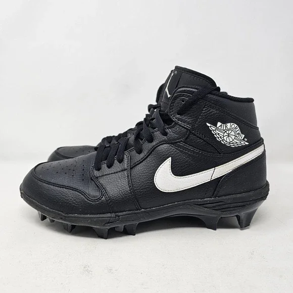 Nike Jordan 1 Retro MCS Baseball Cleats Mens 9 Black White Leather FJ6805-001