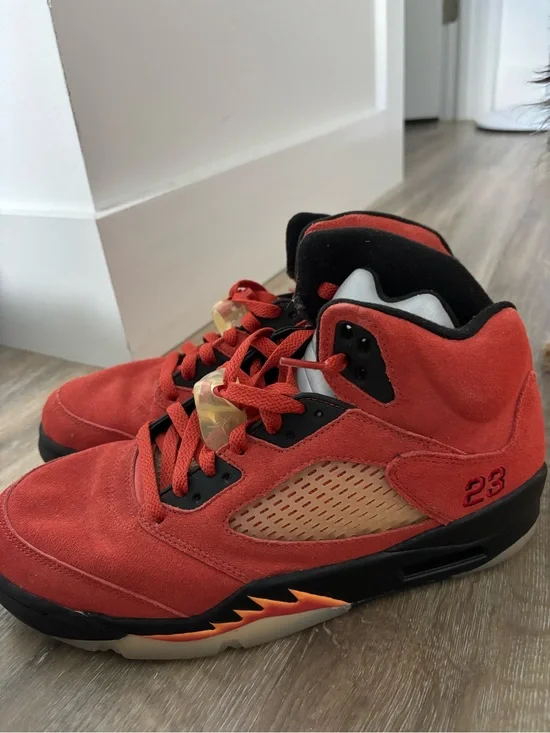 Jordan Kids Red Suede High-Top Sneakers