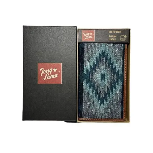 Tony Lama Rodeo Wallet RFID Genuine Leather Western Aztec Bifold NEW IN BOX