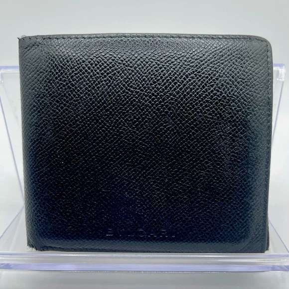 Bvlgari - authentic - black leather Men’s / unisex bi-fold wallet - GUC