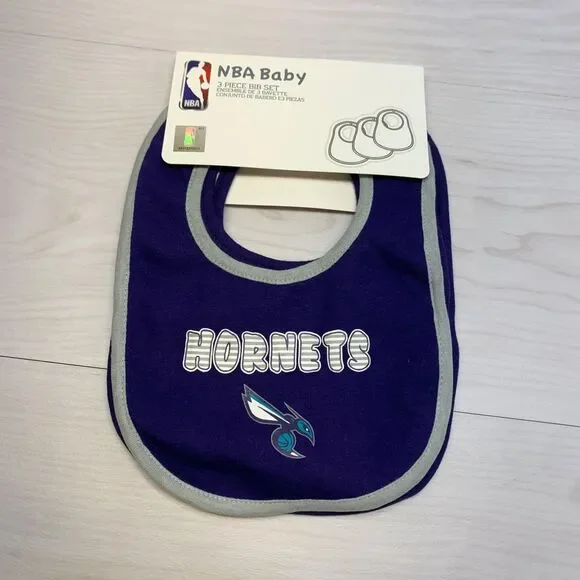 NBA Hornets Basketball Unisex Baby Bib Infant Newborn 3 - Piece Set‎ One Size