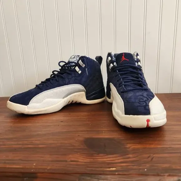 Jordan 12‎ Men's Size 8M International Blue/White Pre-owned Good Clean